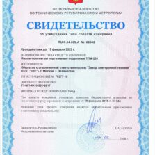 Свидетельство об утверждении типа тесламетра ТПМ-250 с поверкой