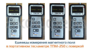 Единицы измерения оцениваемых значений постоянного и переменного магнитного поля тесламетром ТПМ-250 с поверкой