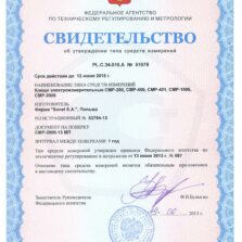 Свидетельство об утверждении типа средств измерений электроизмерительных клещей CMP-1006