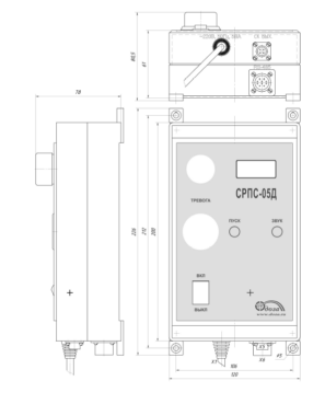 СРПС-05Д - Габаритные размеры измерителя-сигнализатора с поверкой