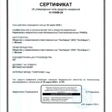 ТРИЕЛЬ Сертификат об утверждении типа средств измерений радиометра ТРИЕЛЬ
