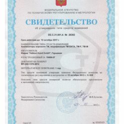Свидетельство об утверждении типа средств измерений цифровые измерители пыли (модели ТМ-data, ТМ-М, ТМ-F)