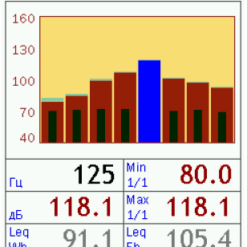 Режим измерения уровня вибрации в Экофизика-110В (Белая) Комплект ВиброЭксперт-110В