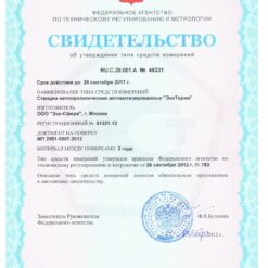 Свидетельство об утверждении типа ЭкоТерма Максима 01 - прибор для измерения параметров микроклимата