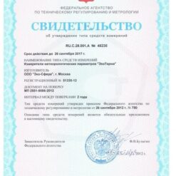 Свидетельство измерителя ЭкоТерма